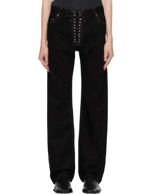 Straight Leg Lace Up Jeans
