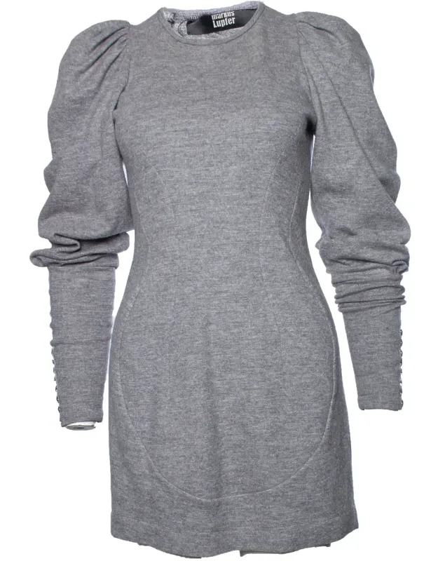 Wool Dress With Balloon Sleeves