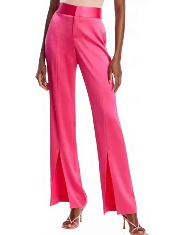 Satin High Waist Slit Front Pants