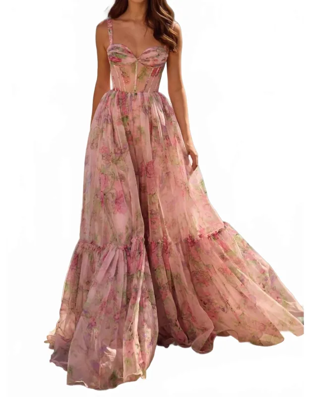 Floral A-line Prom Dress