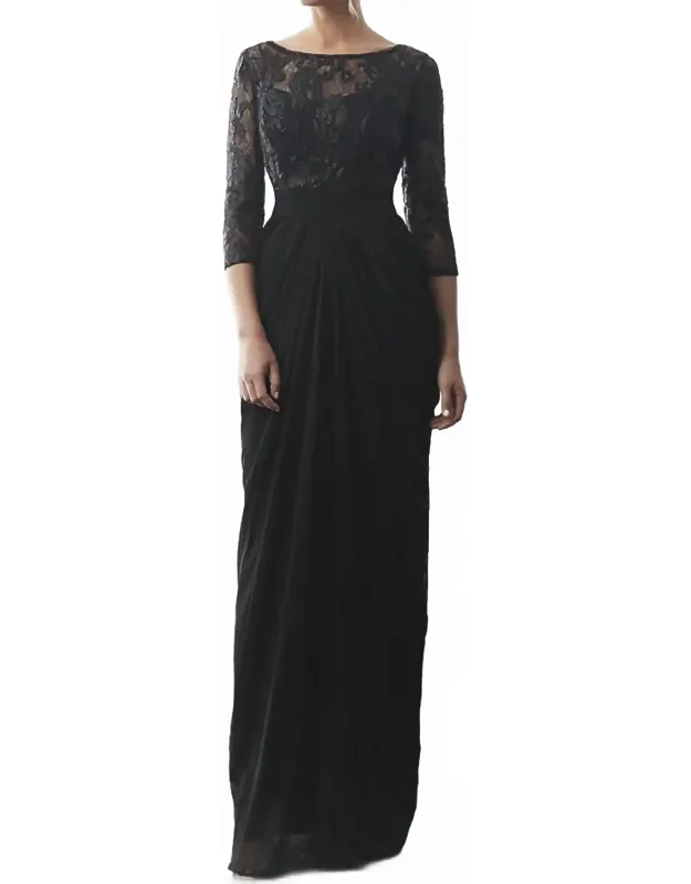 Illusion Bateau Pleated Sheath Dress