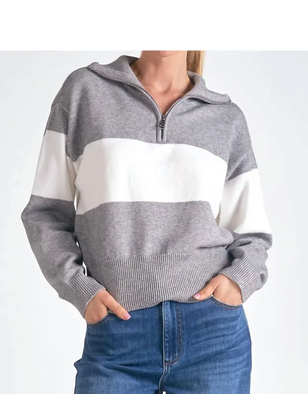 Half Zip Striped Sweater