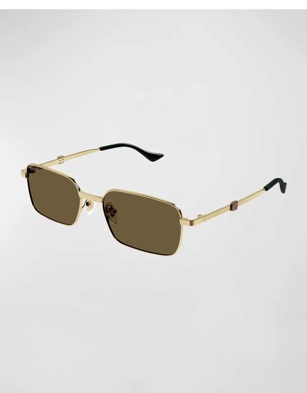 Metal Rectangle Sunglasses With Adjustable Nose Pads And 100% Uva/uvb Protection