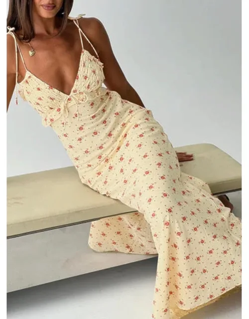 Frill V Neck Maxi Dress