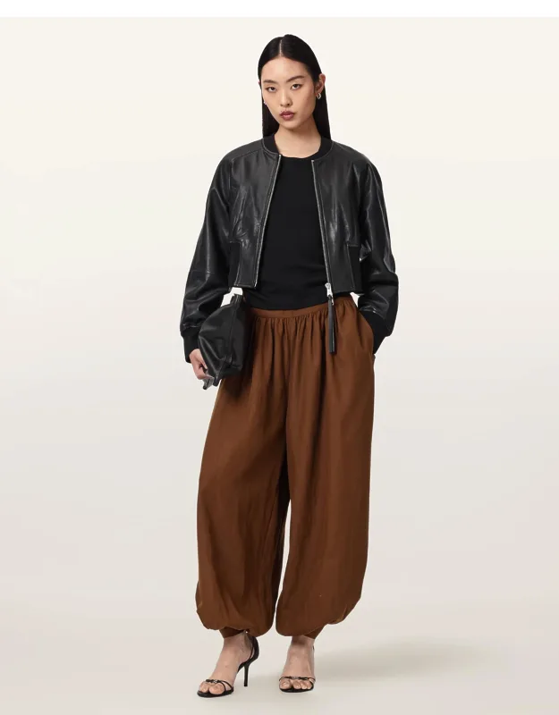 Linen Blend Baggy Fit Pants