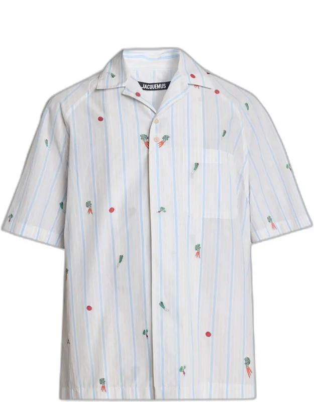 Vegetable Stripe Cotton Short-sleeve Shirt