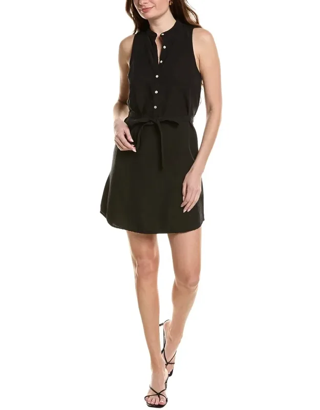 Sleeveless Placket Linen-blend Dress
