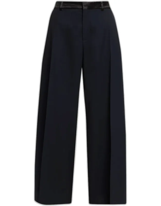 Hutton Satin-waistband Wide-leg Trousers
