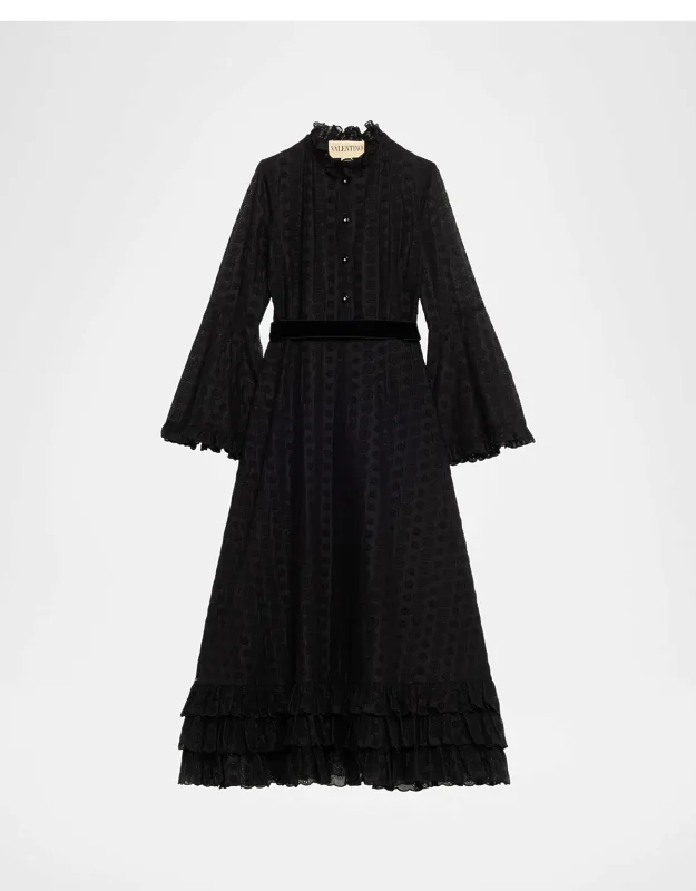 Daisy Ruffle Trim Belted Midi Dress