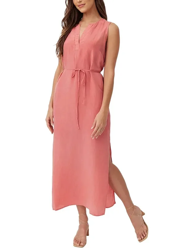 Sleeveless Belted Linen-blend Maxi Dress