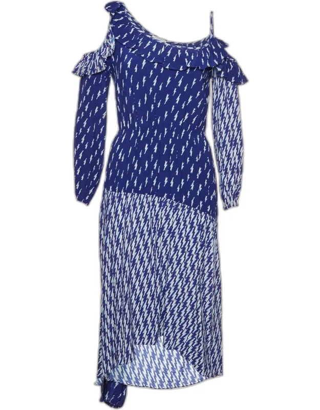 Printed Crepe Cold Shoulder Dress
