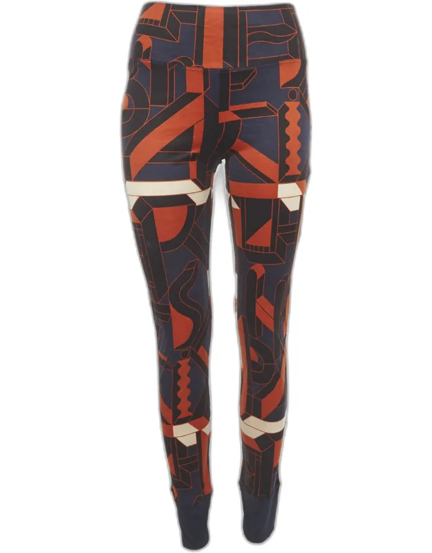 Multicolor Typographic Print Silk Jersey Knit Leggings