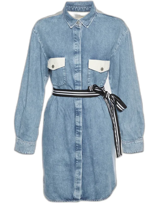 Cotton Belted Denim Shirt Dress