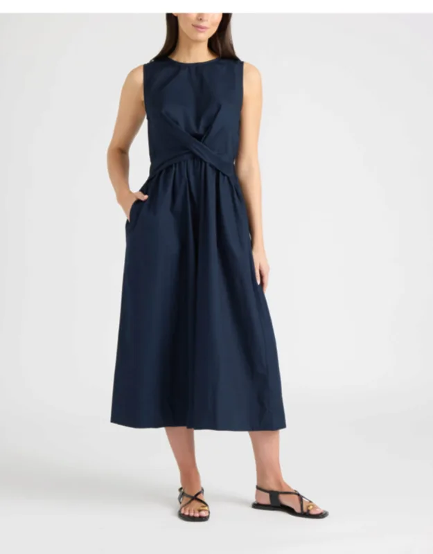 Twist Front Sleeveless Midi Dress