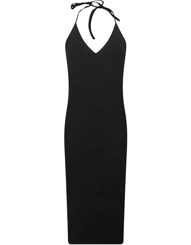 Knee-length Ribbed Knit Dress