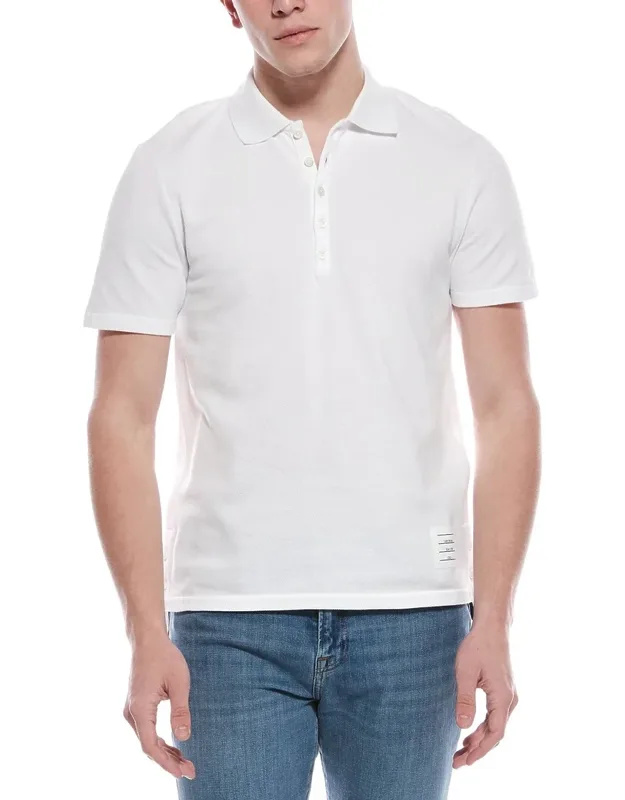 Polo Shirt With Spread Collar And Logo Striping
