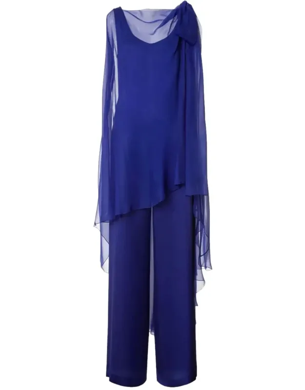 Silk Jumpsuit With Sheer Overlay