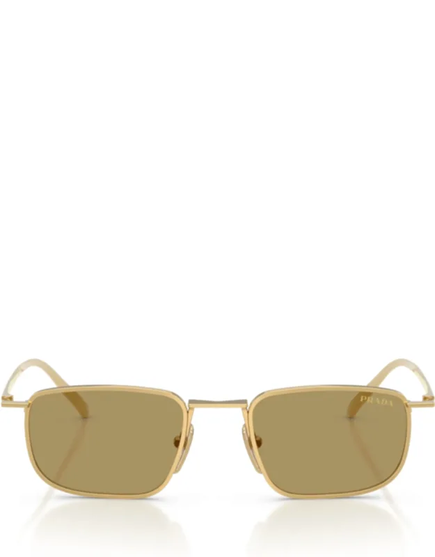 Rectangular Gold Metal Frame Sunglasses