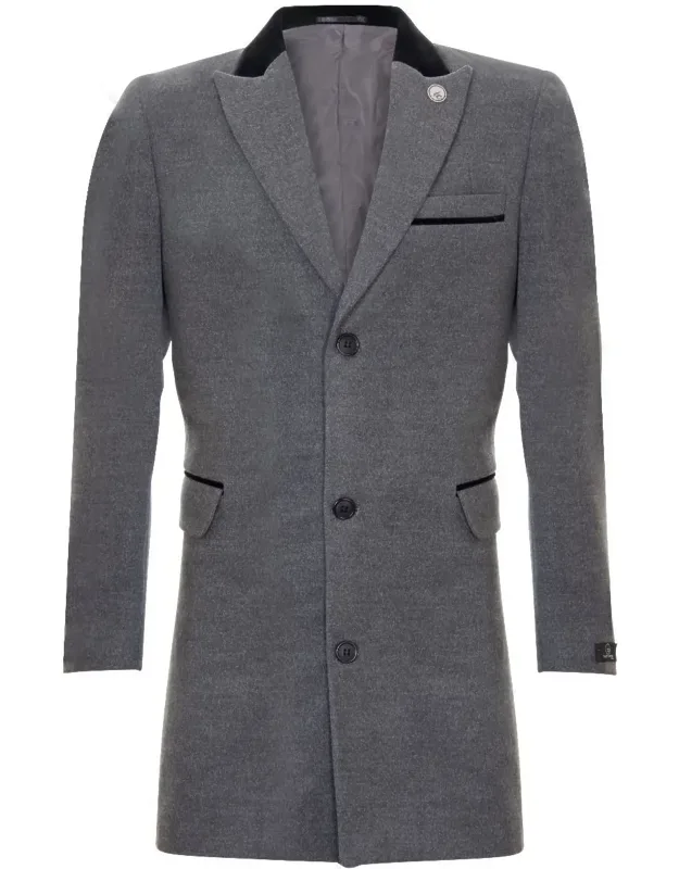 3/4 Long Crombie Overcoat Herringbone Tweed Coat
