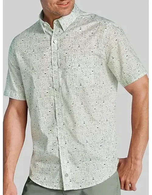 Regular Fit Printed Short Sleeve Button Up Shirt