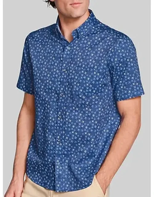 Regular Fit Printed Short Sleeve Button Up Shirt