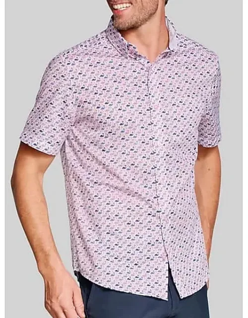 Regular Fit Printed Short Sleeve Button Up Shirt