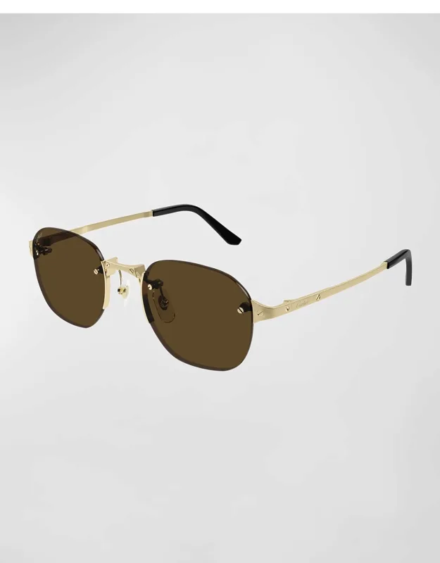 Rimless Metal Round Sunglasses