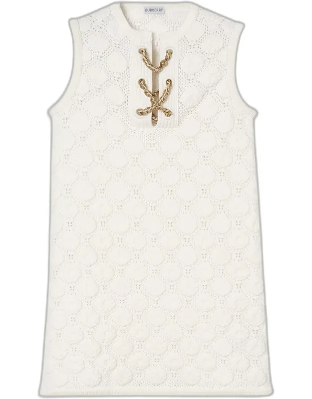 Chain Lace-up Crochet Mini Dress