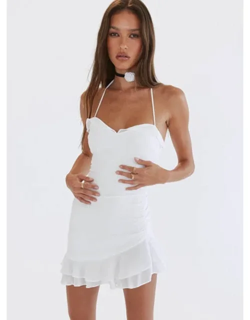 Yara Mini Dress Halter Neckline Frill Hem