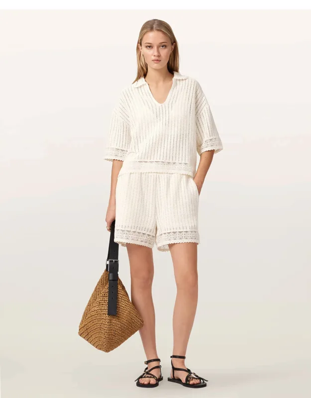 Elma Mid Rise Crochet Cotton Shorts
