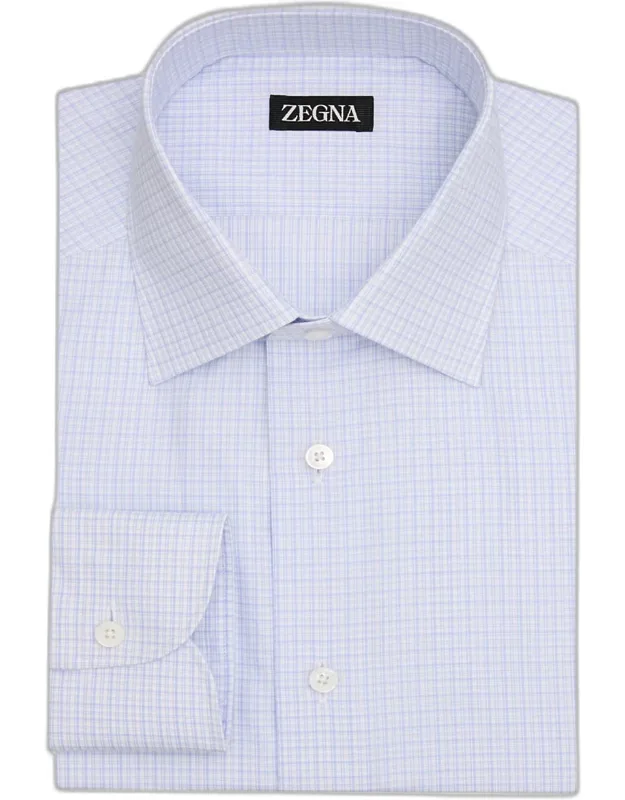 Pure Cotton Micro-plaid Dress Shirt
