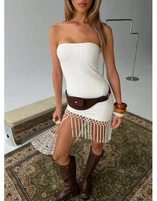 Porcelana Strapless Tassel Mini Dress