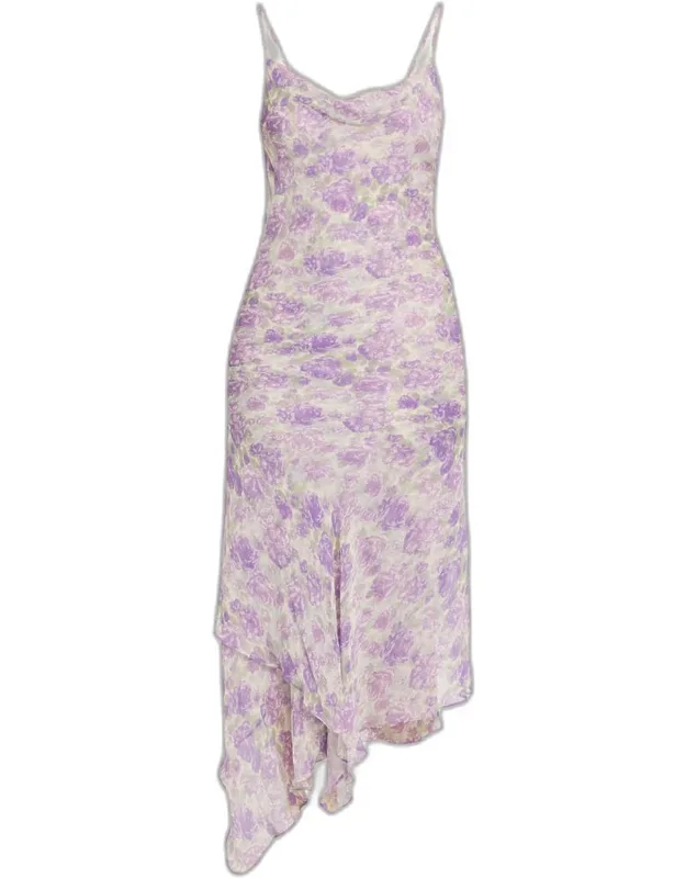 Backless Floral-print Midi Dress