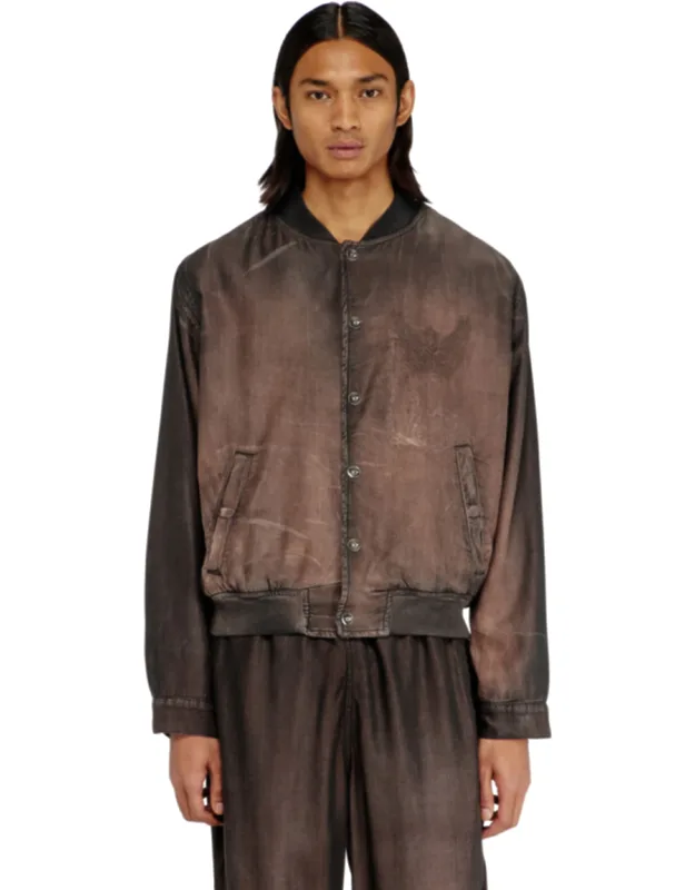 Bomber Jacket In Fluid Coated Denim
