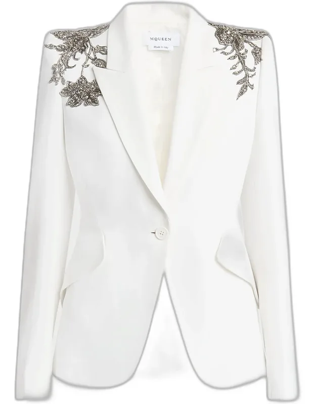 Crystal Embellished Shoulder Blazer