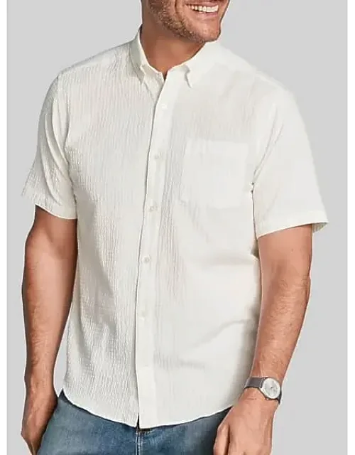 Regular Fit Seersucker Short Sleeve Button Up Shirt