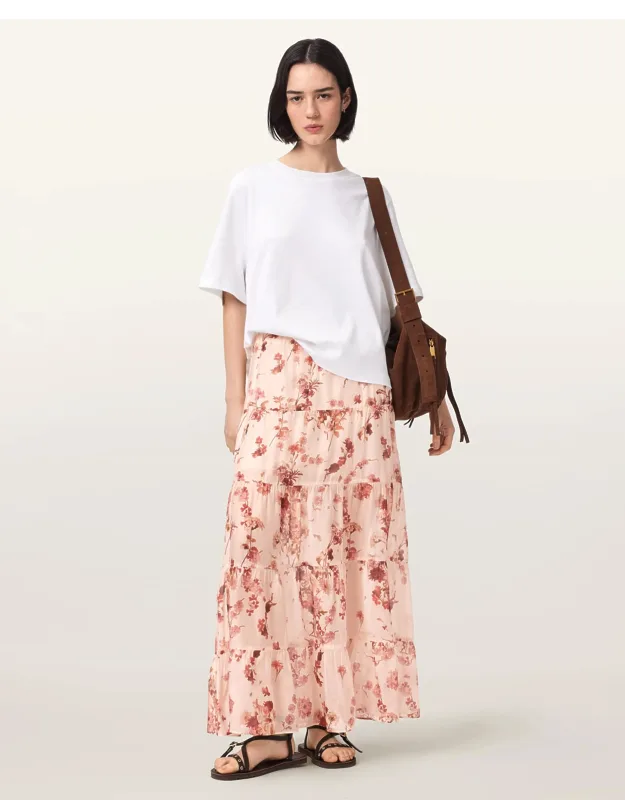 Evia Tiered Floral Maxi Skirt