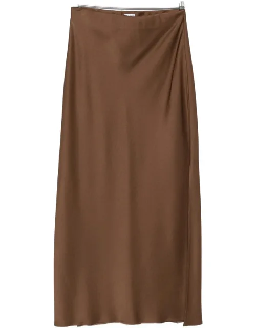 Satin-finish Slit Maxi Skirt
