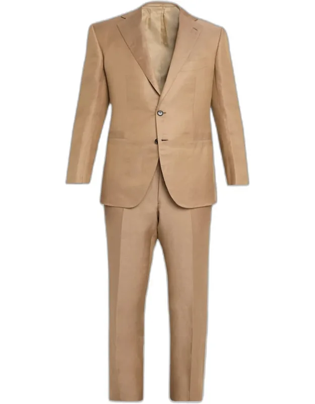 Linen And Silk Topstitch-pocket Two-piece Suit