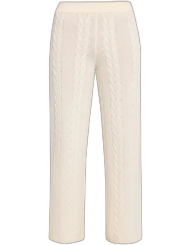 Cashmere Cable-knit Straight-leg Ankle Trousers