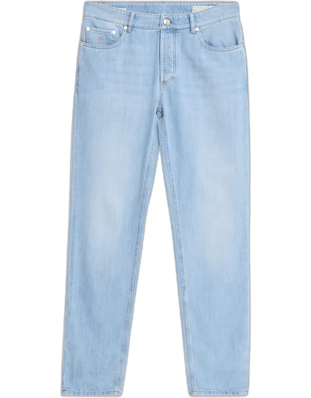 Light-wash Denim Tapered-leg Jeans