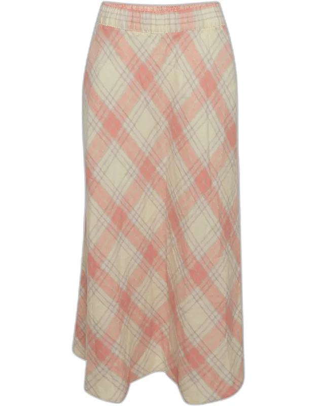 Checks Linen Midi Skirt