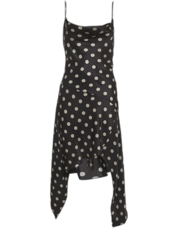 Polka Dot Satin Draped Galira Dress