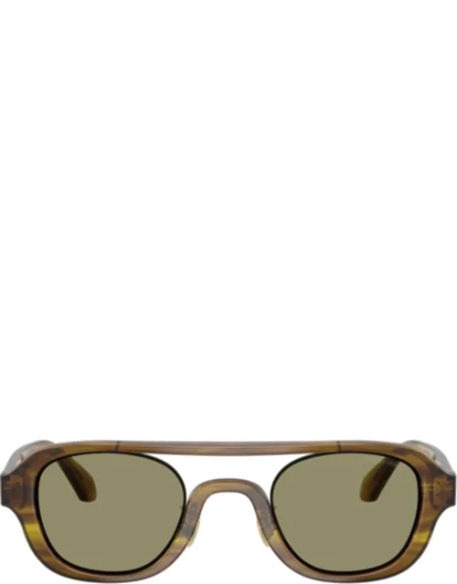 Translucent Acetate Sunglasses With Olive Green Lenses