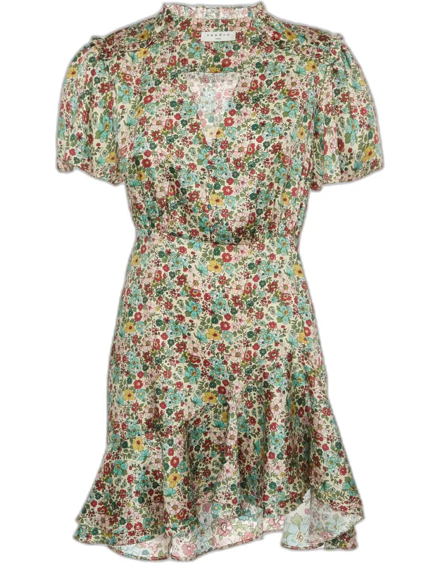 Floral Print Crepe Ruffled Mini Dress
