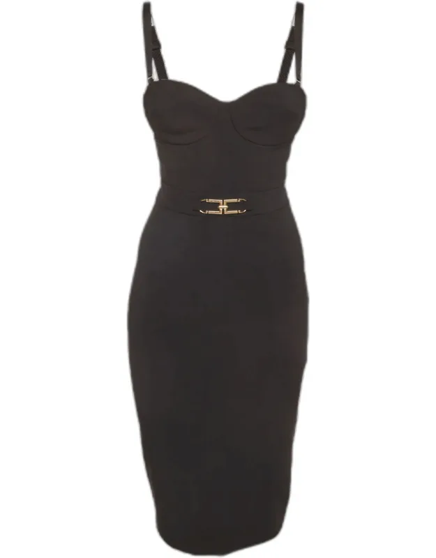 Crepe Sheath Bustier Knee Length Dress