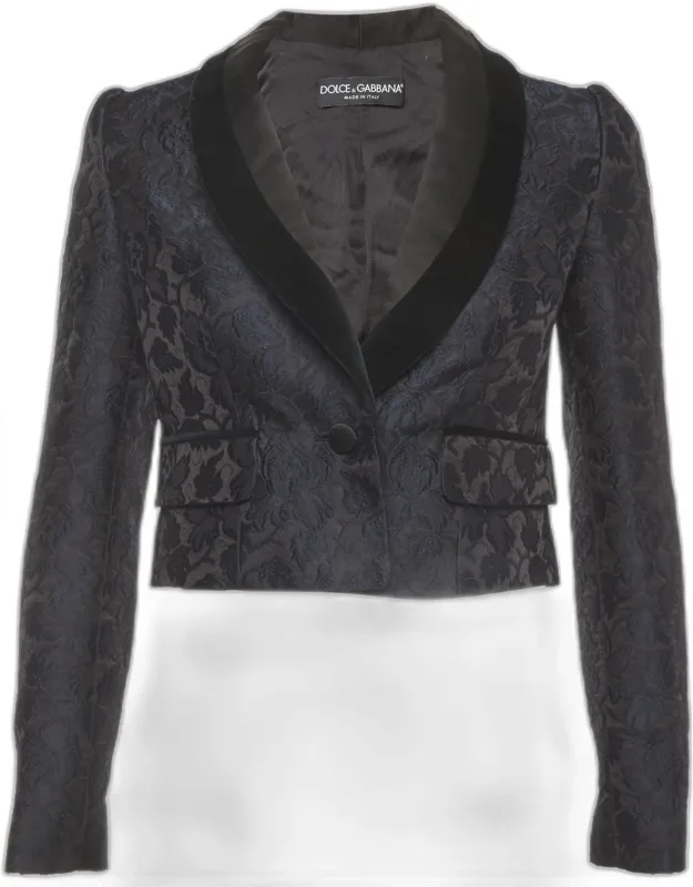 Floral Jacquard Cropped Blazer