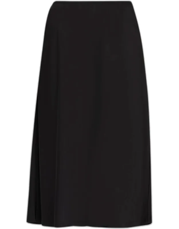 Flared Silk Midi Skirt