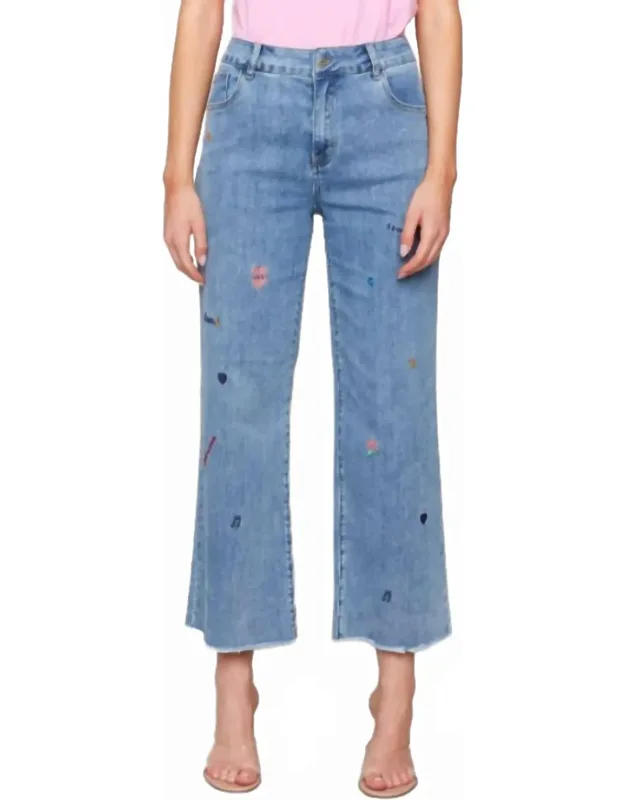 Embroidered Flared Leg Jeans
