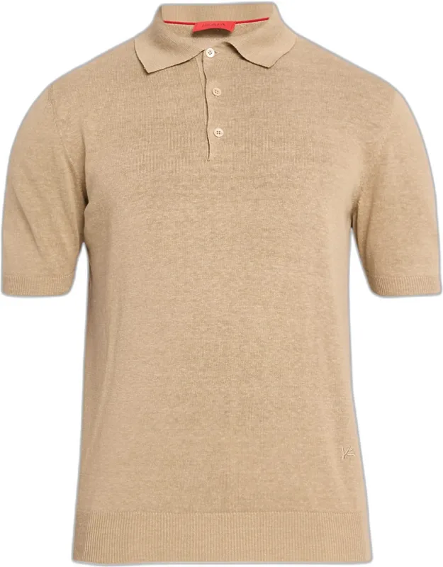 Linen-silk Short-sleeve Polo Shirt